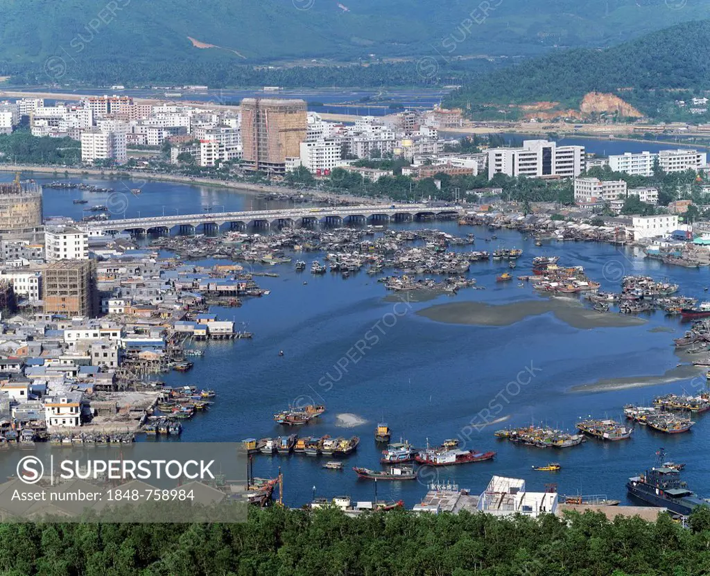 Heikou, harbour, city panorama, Hainan Island, China, Asia