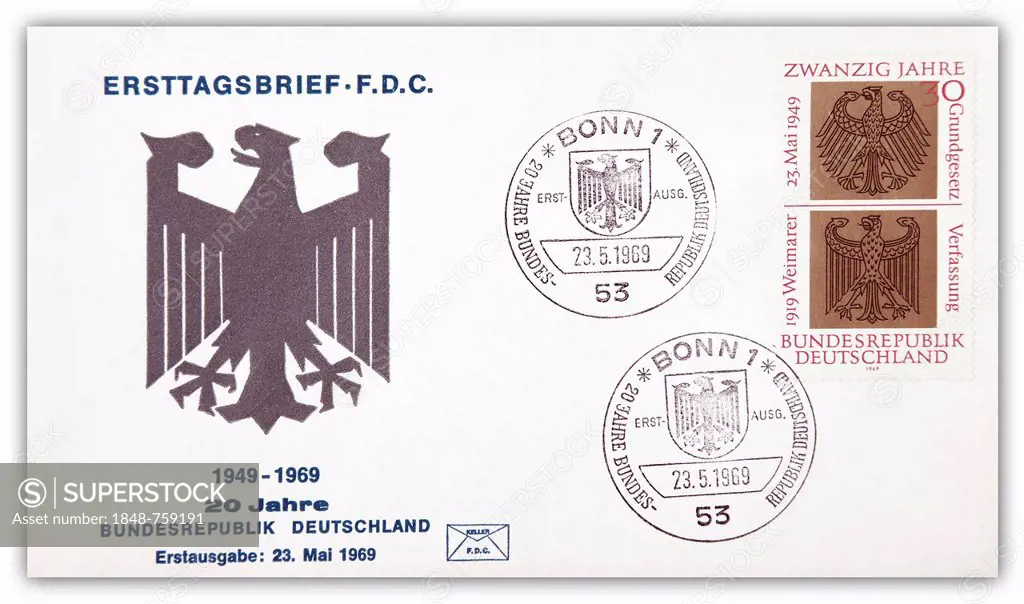 First day cover, 20 years of the Federal Republic of Germany, 23rd May 1969
