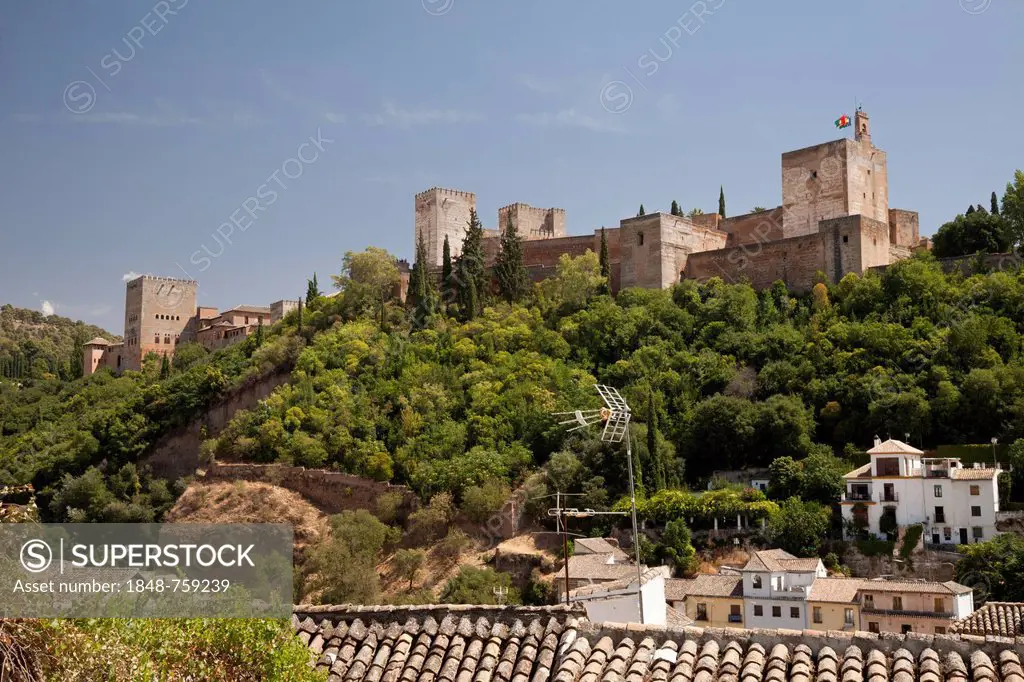 View from the Albayzin district towards the Alhambra, Granada, Andalucia, Spain, Europe, PublicGround