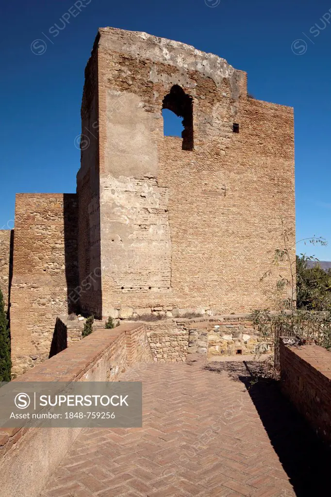 Tower of Alcazaba Fortress, Málaga, Andalucia, Spain, Europe