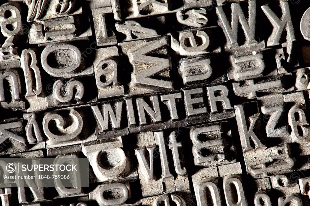 Old lead letters forming the word WINTER