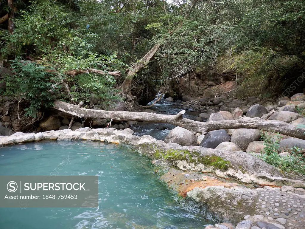 Outdoor pool with hot thermal water, Las Pailas, Ricòn de la Vieja National Park, Guanacaste province, Costa Rica, Central America
