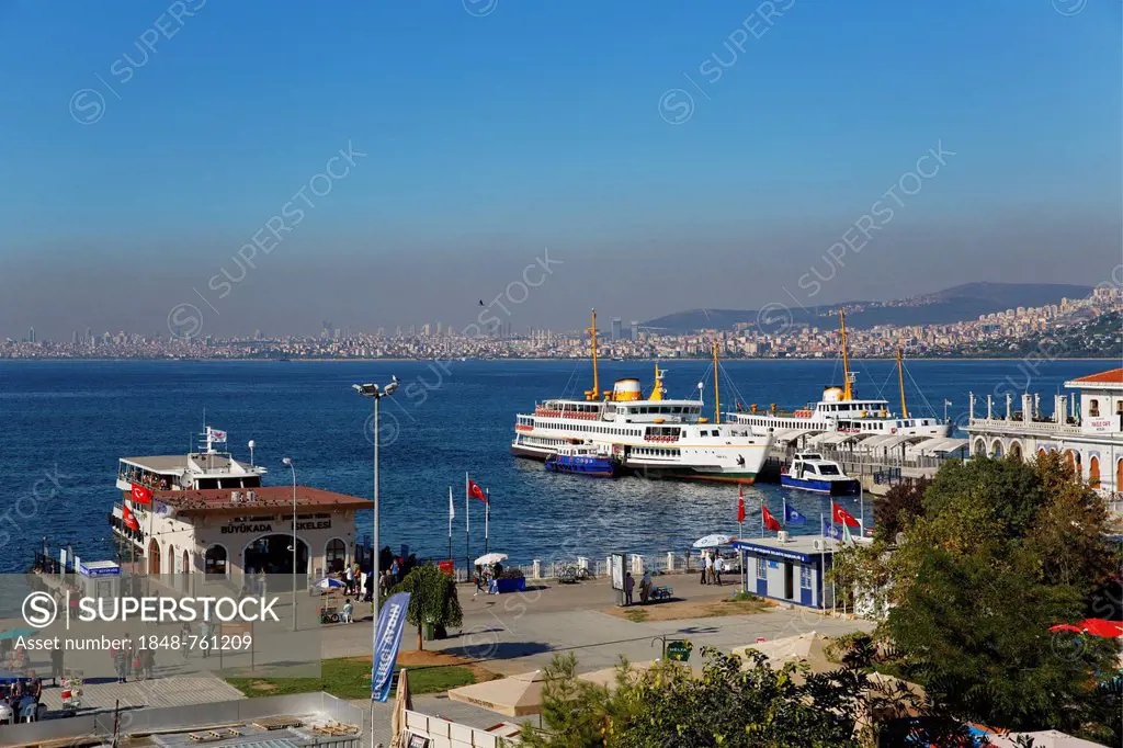 Port in Bueyuekada, looking towards Istanbul, Sea of Marmara