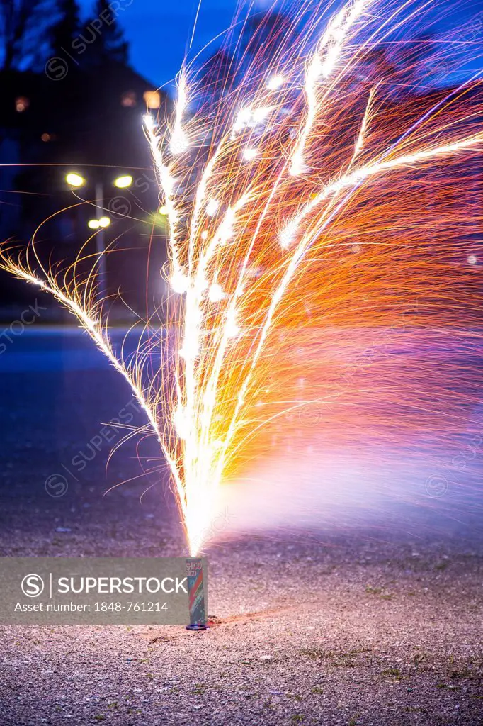 Burning of a New Year's Eve firework