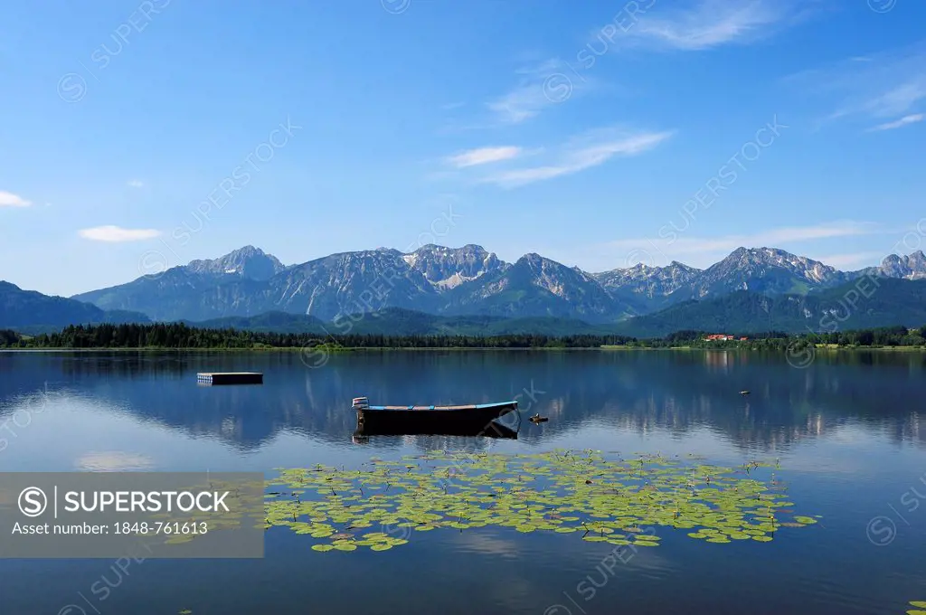 Hopfensee lake, Hopfen am See, Ostallgaeu, Allgaeu, Bavaria, Germany, PublicGround