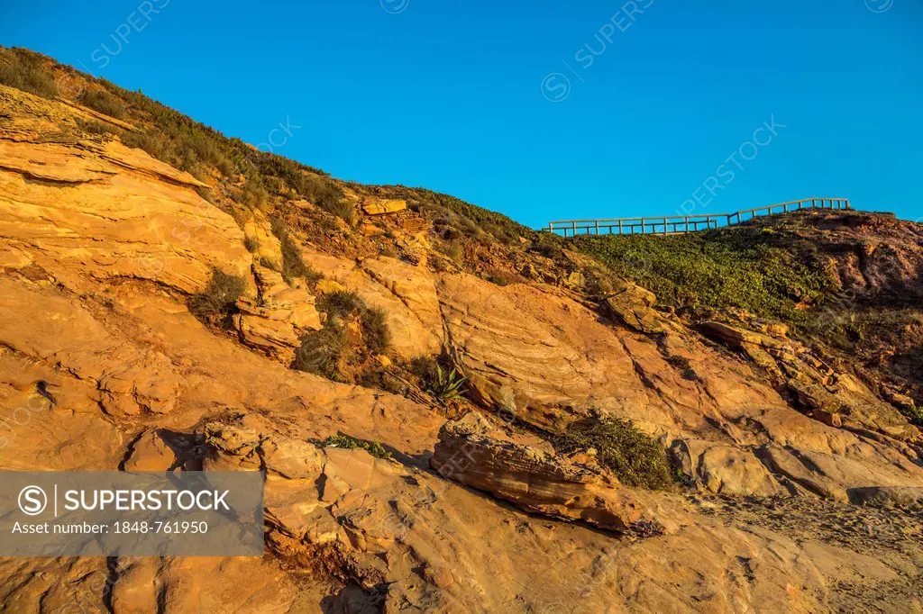 Praia do Amado, evening light, cliff, Carrapateira, Algarve, West Coast, Portugal, Atlantic, Europe