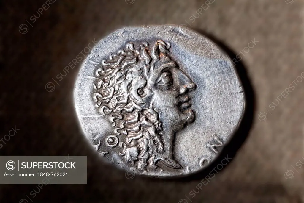 Antique silver coin, tetradrachm of the Macedonian king Alexander III., 356-323 BC