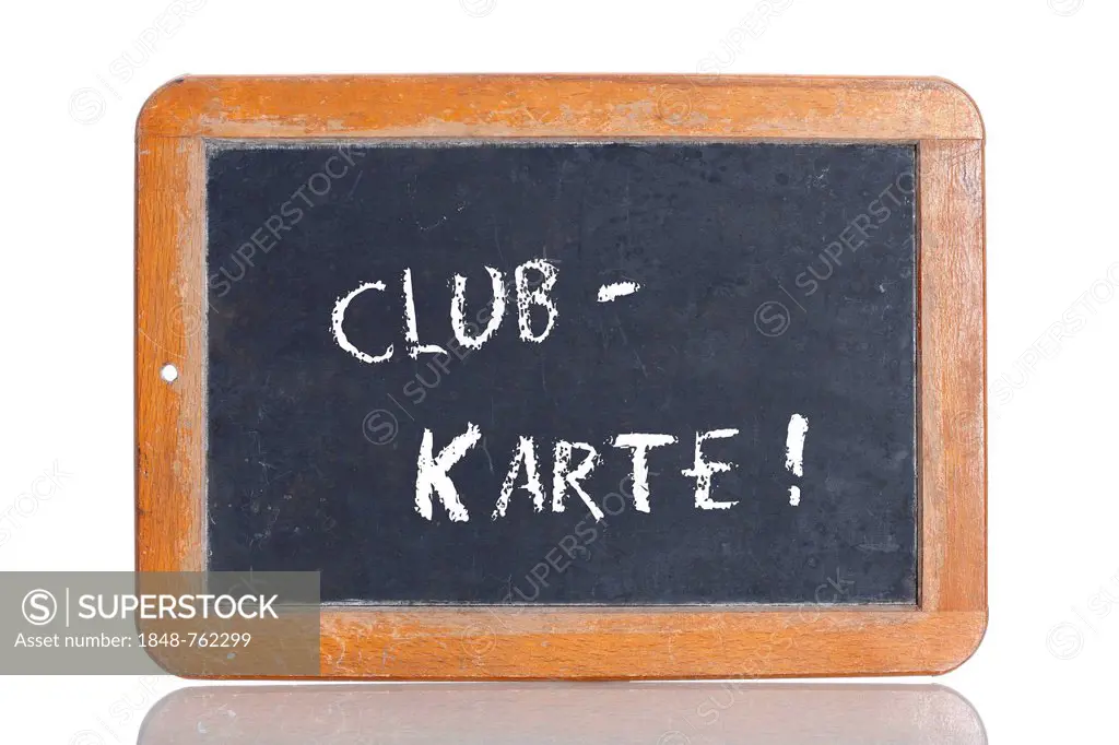 Old school blackboard with the term CLUBKARTE, German for club card