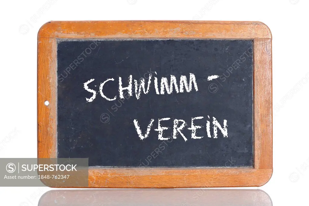 Old school blackboard with the term SCHWIMMVEREIN, German for swim club
