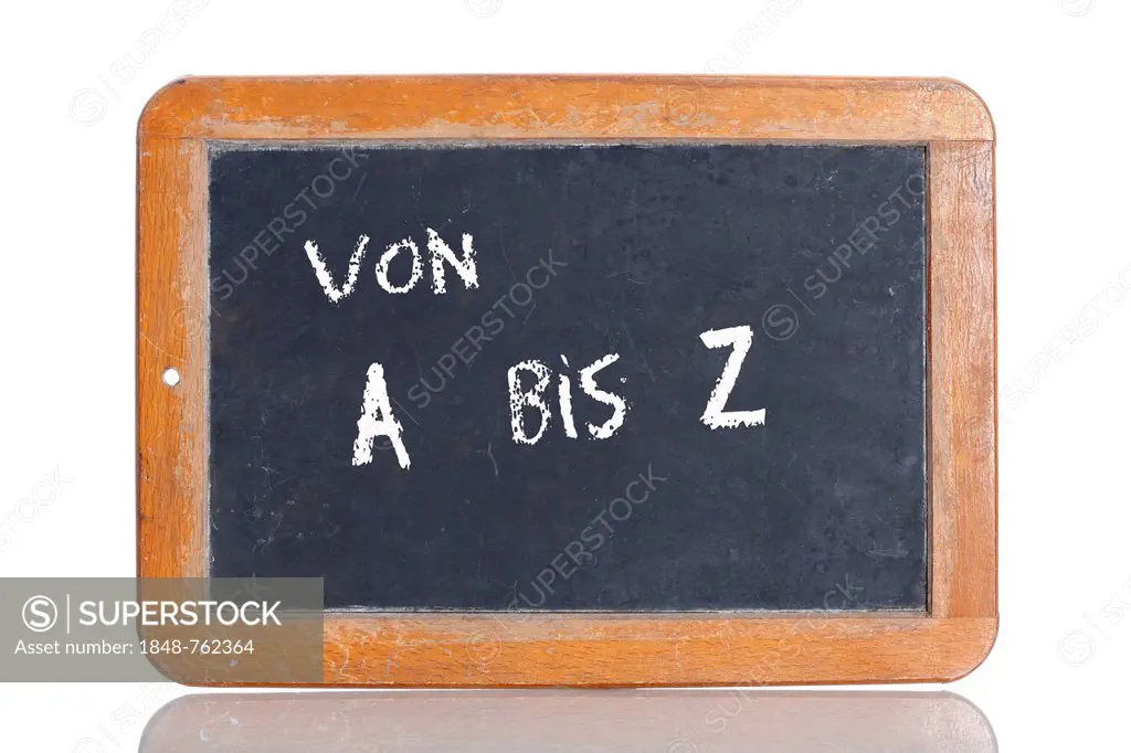 Old school blackboard with the term VON A BIS Z, German for from A to Z