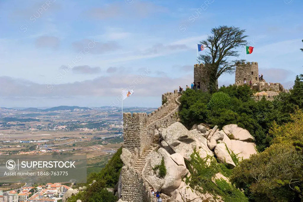 The Moorish Castle, Castle of the Moors, Castelo dos Mouros, Sintra Cascais Natural Park, Grande Lisboa, Lisbon Region, Portugal, Europe