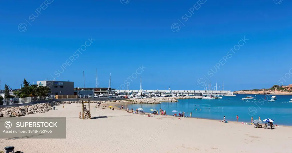 Marina of Port Adriano, designed by Philippe Starck, Port Adriano, El Toro, Mallorca, Majorca, Balearic Islands, Spain, Europe