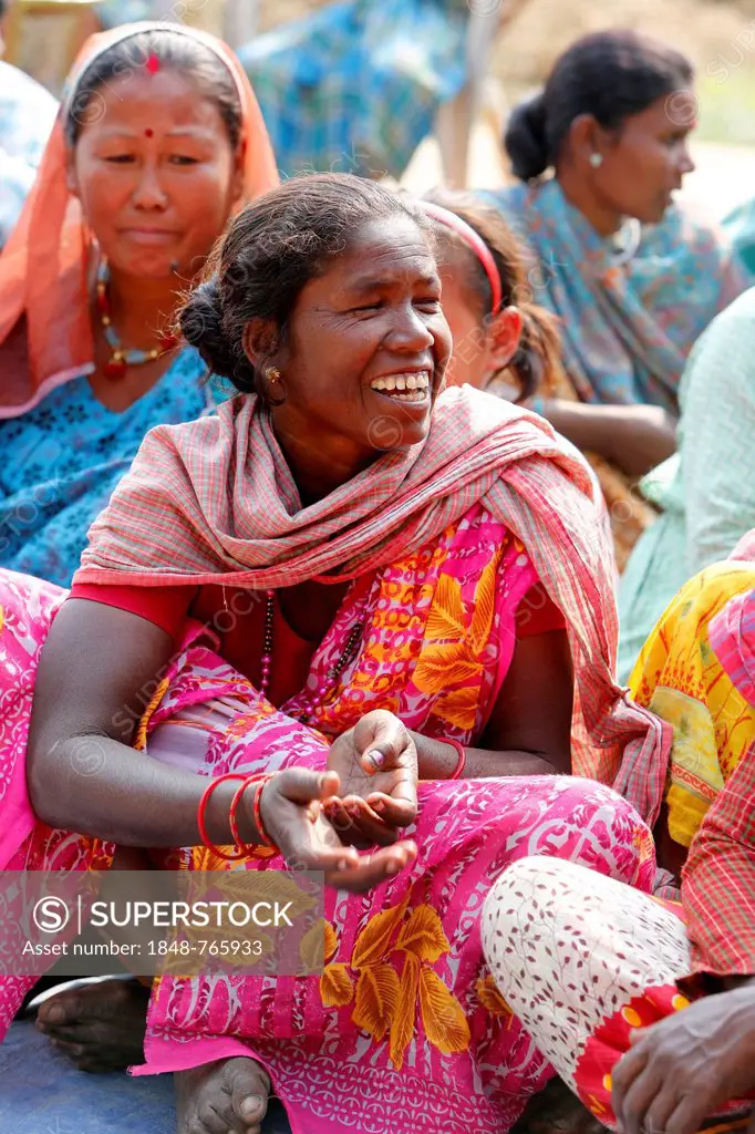 Women taking part in a village assembly, deprived community near Birathnagar, Terai region, Nepal, Asia
