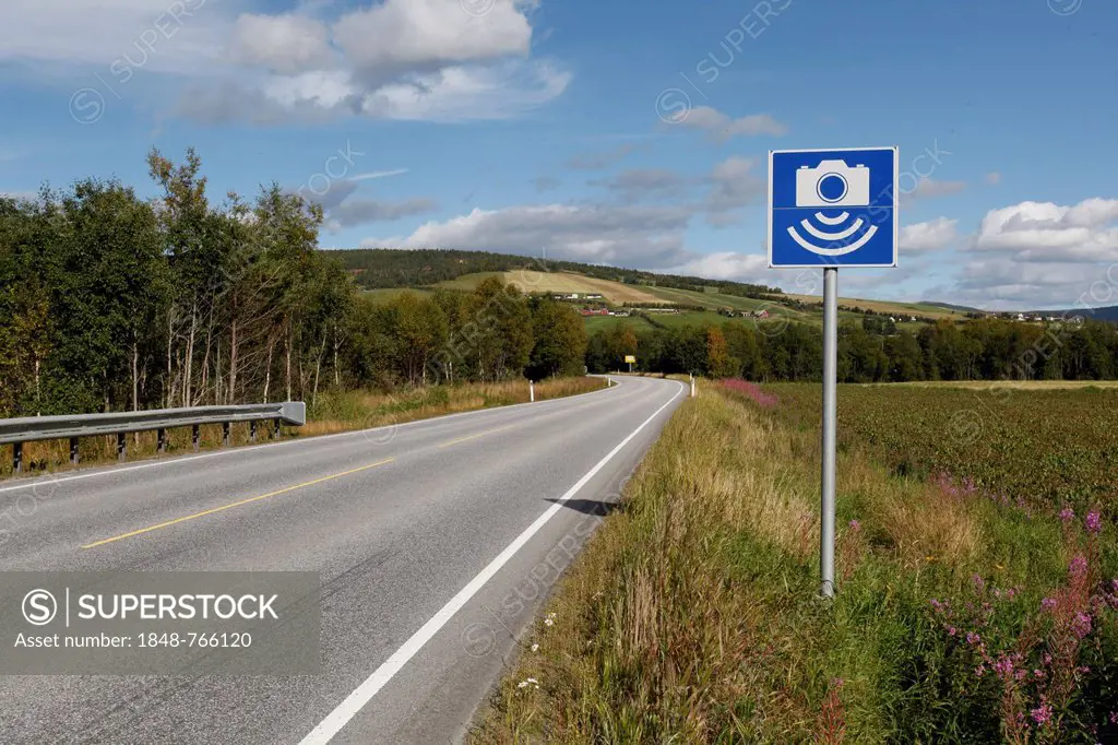 Speed control sign, Tynset, Hedmark, Norway, Northern Europe