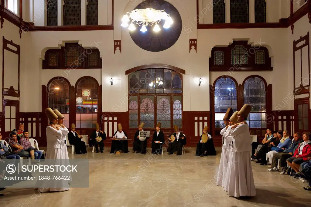 Dervish dance, Sema ritual, Sirkeci Railway Station, Istanbul, Turkey, Europe
