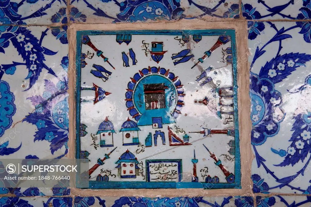 Tiles, Iznik pottery, Rüstem Pasha Mosque, Istanbul, Turkey, Europe