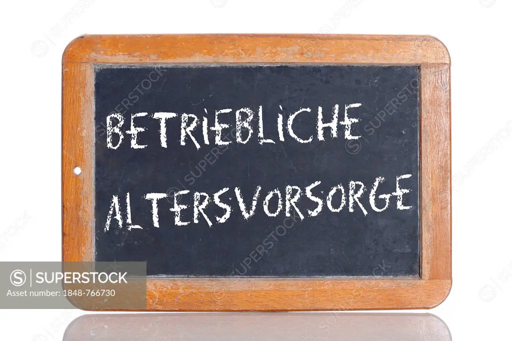 Old school blackboard with the words BETRIEBLICHE ALTERSVORSORGE, German for Occupational pension plan