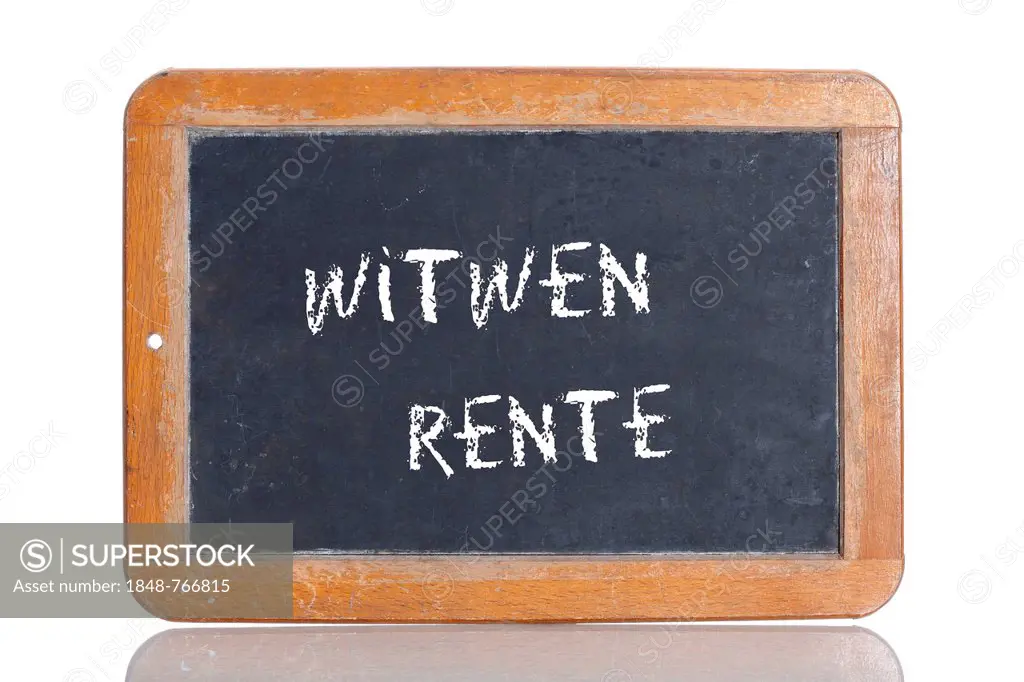 Old school blackboard with the words WITWEN RENTE, German for Widows pension
