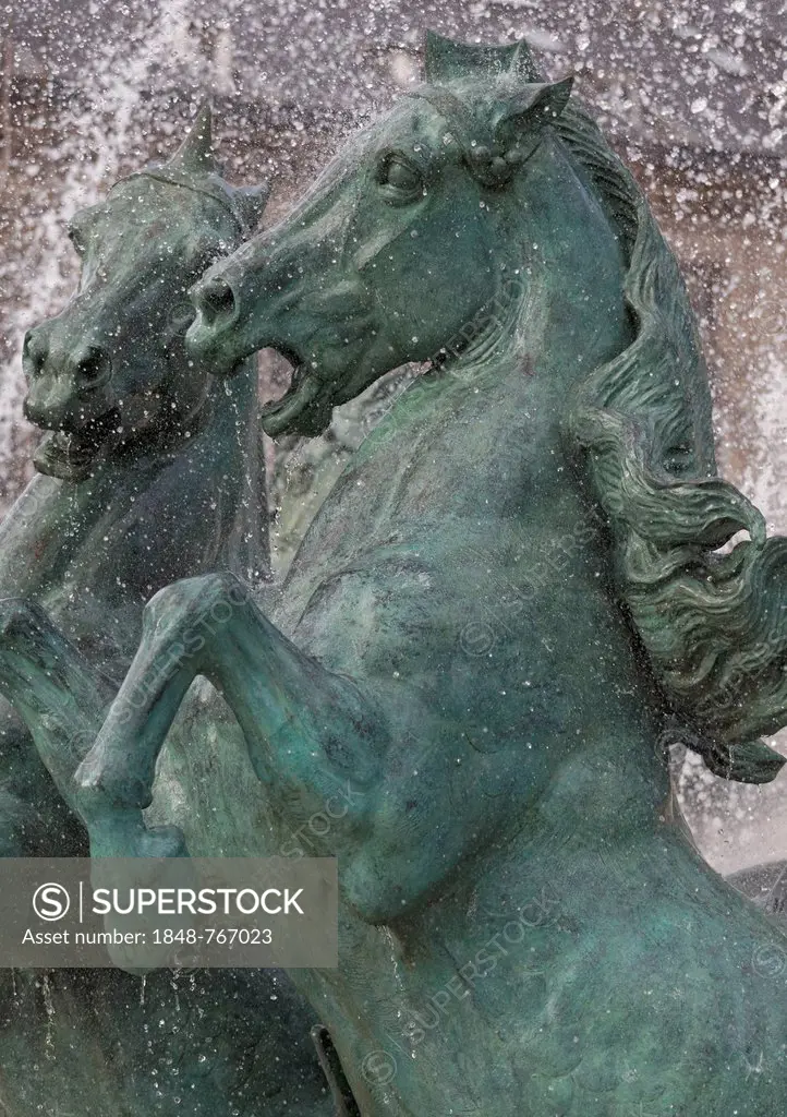 Two horses, fountain figures, Fontaine Carpeaux or Fontaine de l'Observatoire fountain, Jardin Marco Polo park