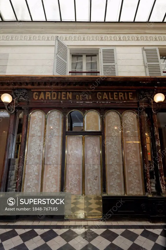 19th century facade of a shop, Galerie Véro-Dodat, a historic shopping arcade