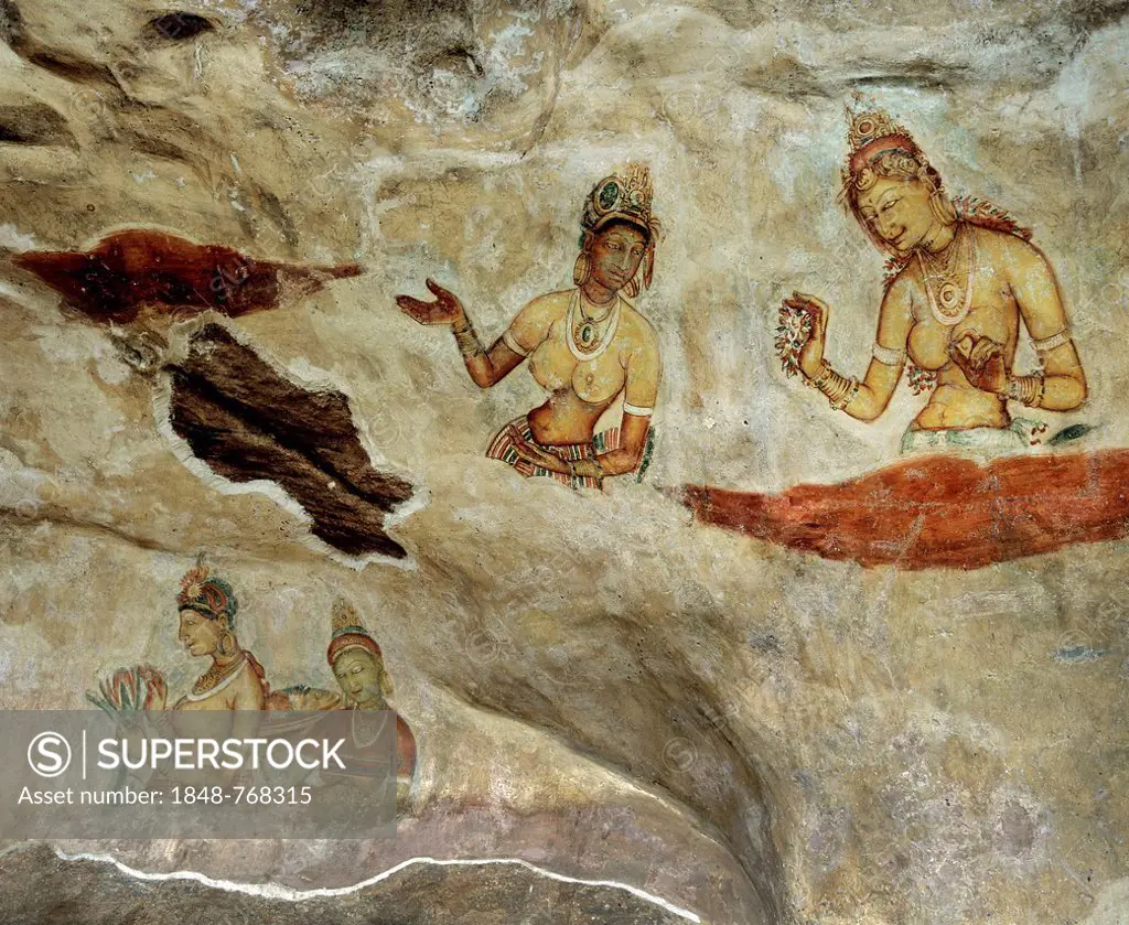 Cloud Girls, petroglyphs on Lion Rock, frescoes, murals, UNESCO World Heritage Site
