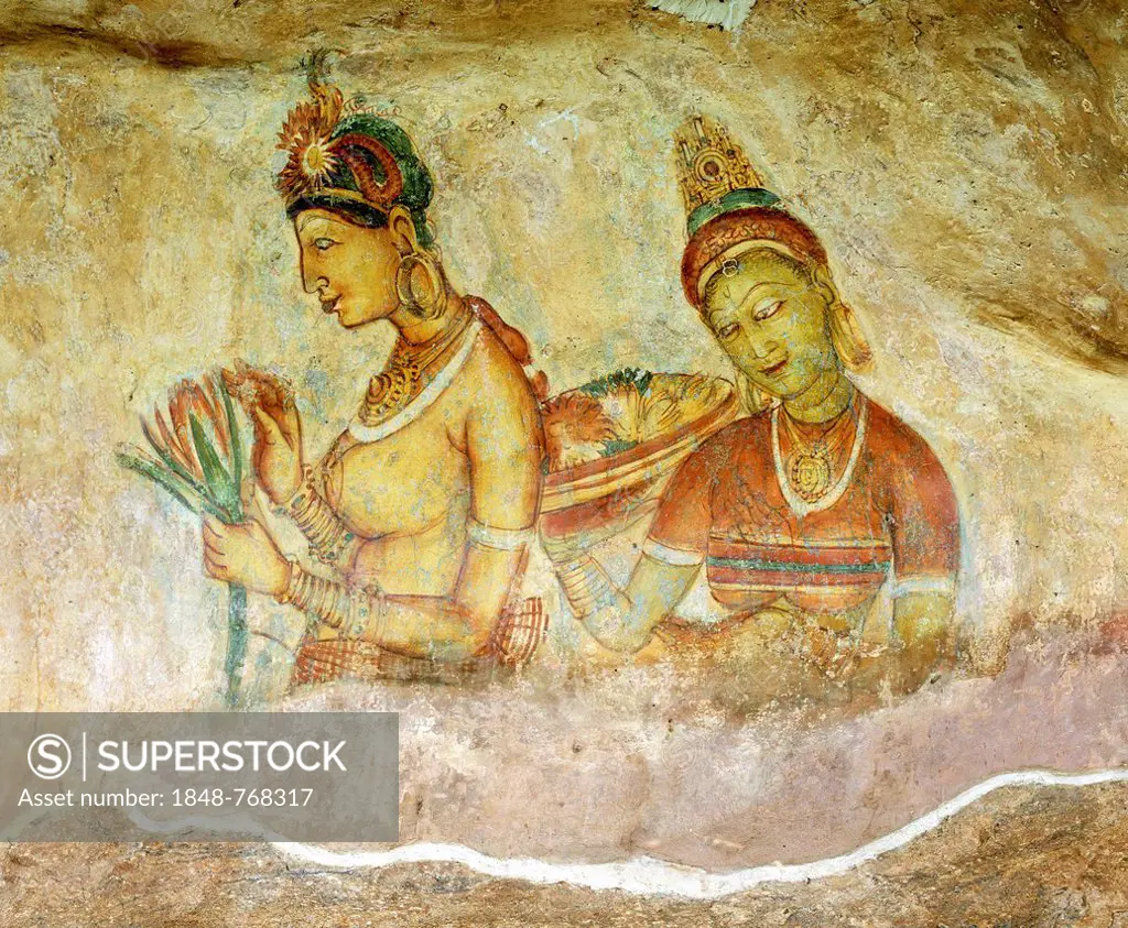 Cloud Girls, petroglyphs, fresco, mural, painting at Lion Rock, UNESCO World Heritage Site