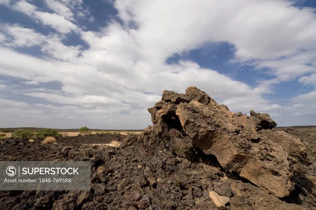 Lava fields near the main village of the Afar at the Mt Ertale volcano