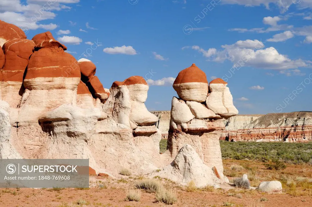 Colourful hoodoos, rock pillars, sandstone formations