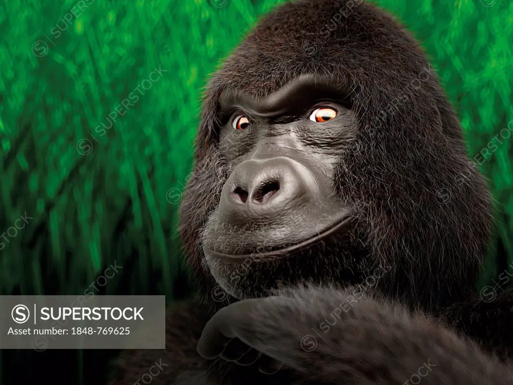 Gorilla, portrait, 3D rendering, illustration