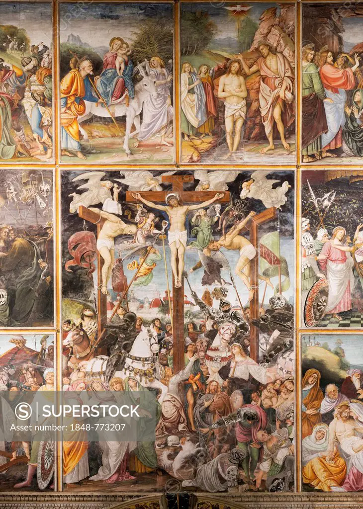 Representation of the Life and Passion of Christ, from the Renaissance painter Gaudenzio Ferrari, 1513, in the Franciscan Church of Madonna delle Graz...