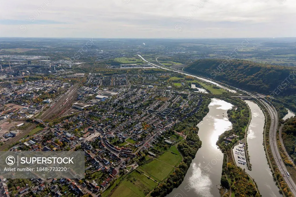 Aerial view, Saar River at Dillingen