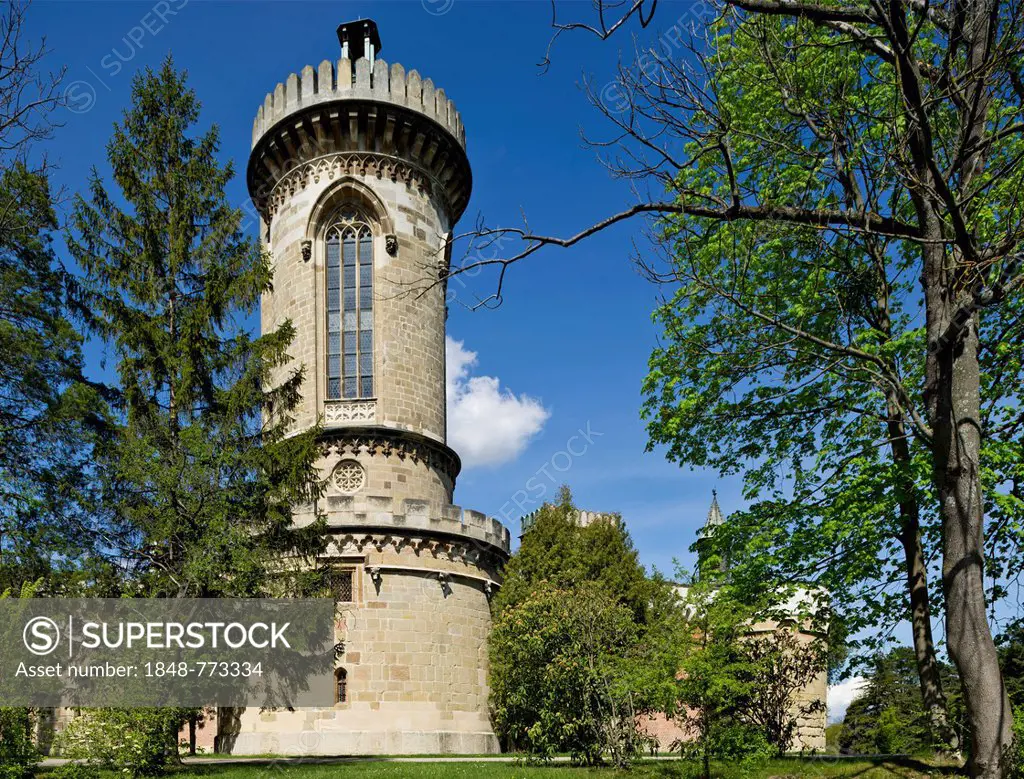 Tower of Franzensburg in the gardens of Schlosspark Laxenburg
