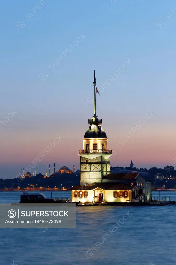 Evening mood, Maiden's Tower or Leander's Tower, Kz Kulesi in Bosphorus