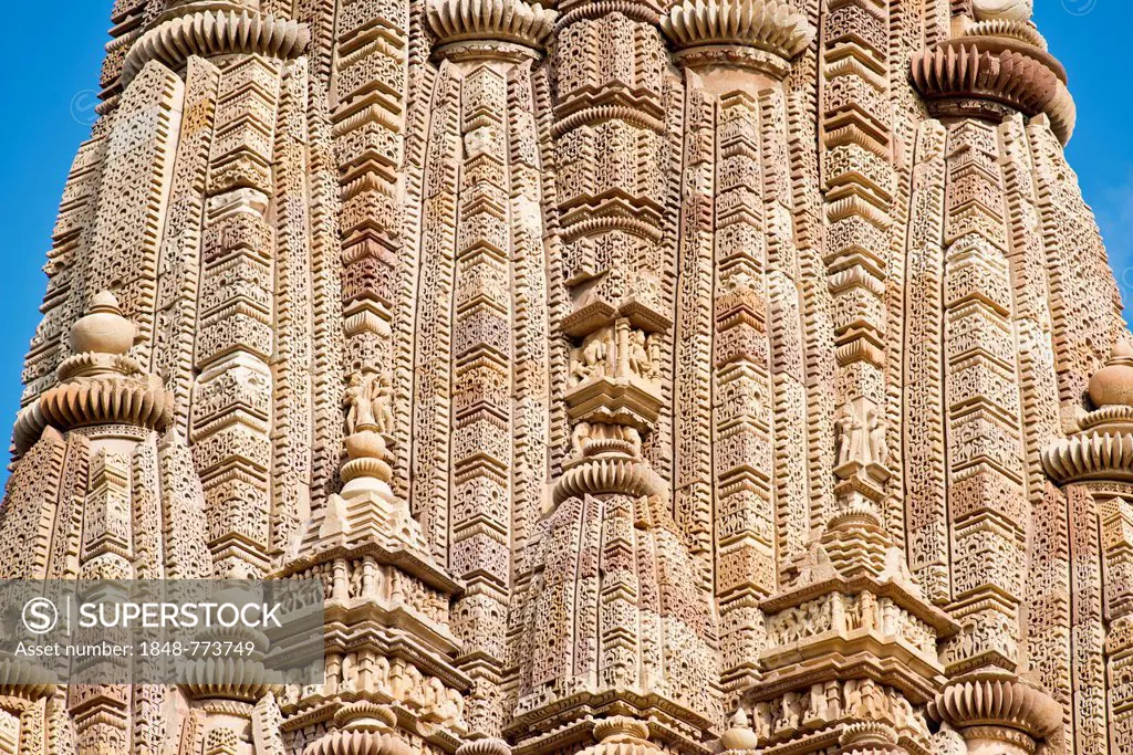 Ornaments on the Shikhara Tower, Kandariya Mahadeva temple, Khajuraho Group of Monuments, UNESCO World Heritage Site
