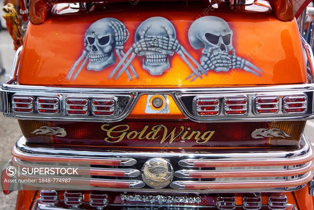 Painted trunk of a Honda Goldwing motorcycle, Hamburg Harley Days 2012, meeting of Harley Davidson motorcycle fans