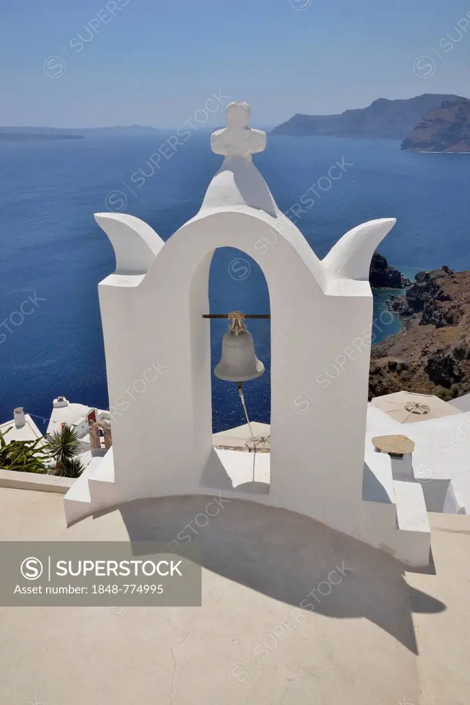 Bell tower in front of the Caldera