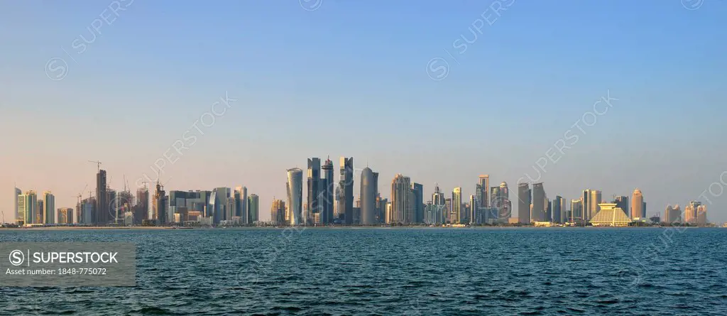 Skyline of Doha in the evening light