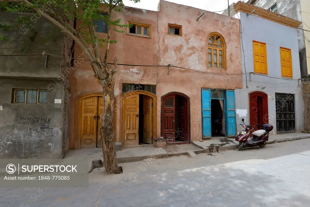 Newly built mudbrick houses for the Uyghur minority from a state construction program, Uyghur Muslim Quarter