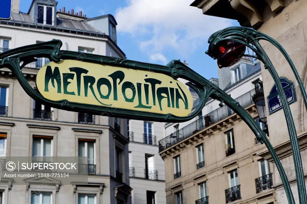 Art Nouveau style metro sign by Hector Guimard