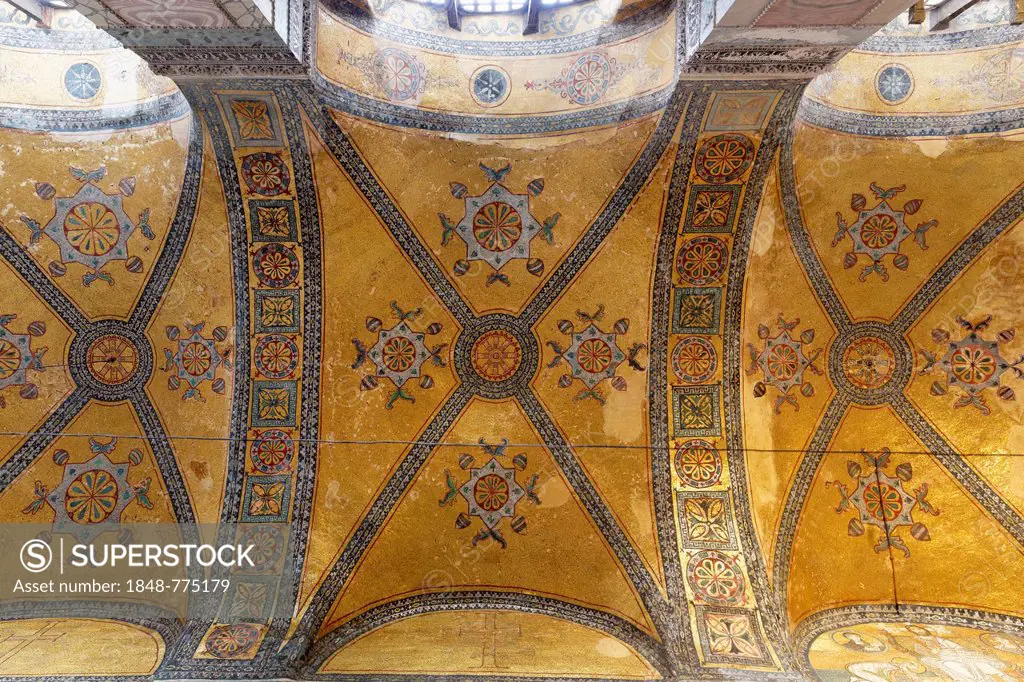 Byzantine mosaic in the vault of the narthex, Hagia Sophia
