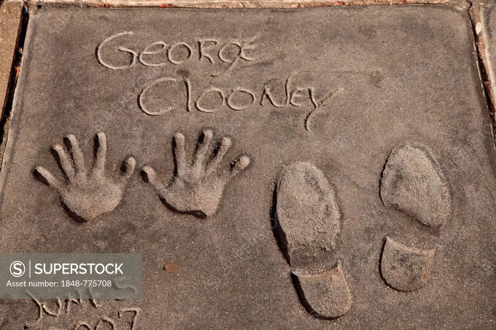 Handprints and footprints of George Clooney on Hollywood Boulevard