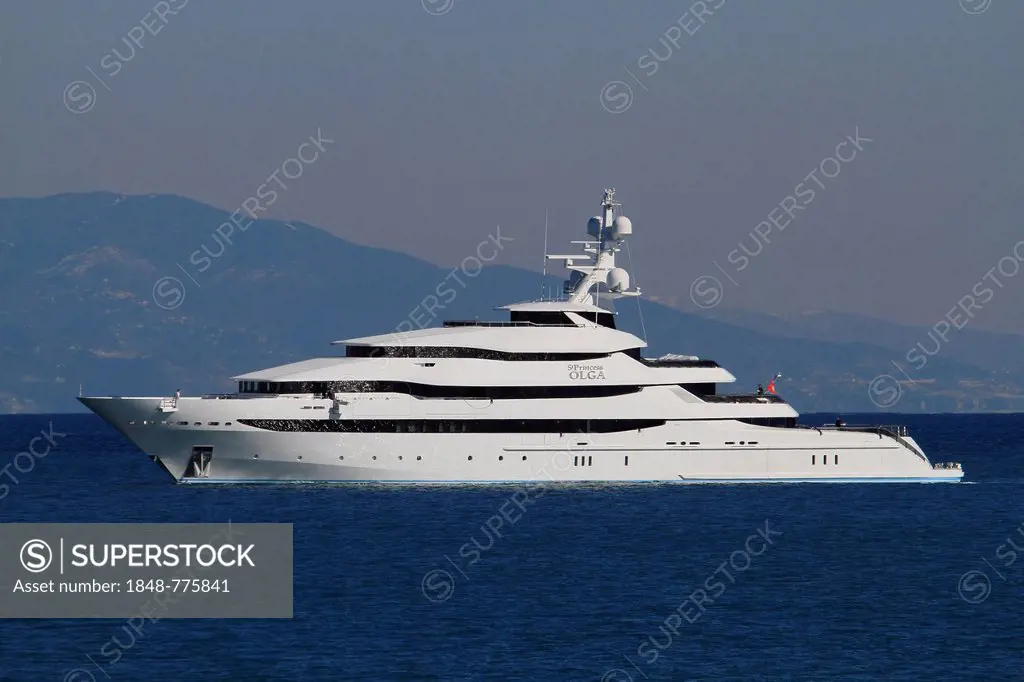 Motoryacht St. Princess Olga, Oceanco shipyard, length 85.5 metres, built in 2013, arriving in Antibes on its maiden voyage