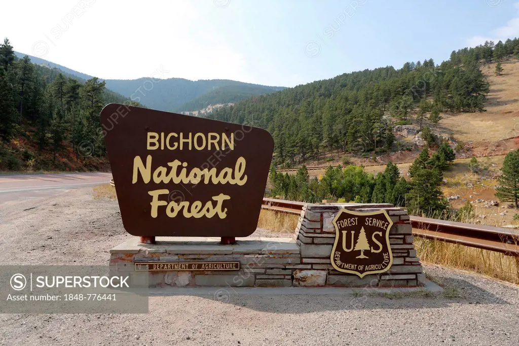 Bighorn National Forest, sign, Wyoming, USA, America