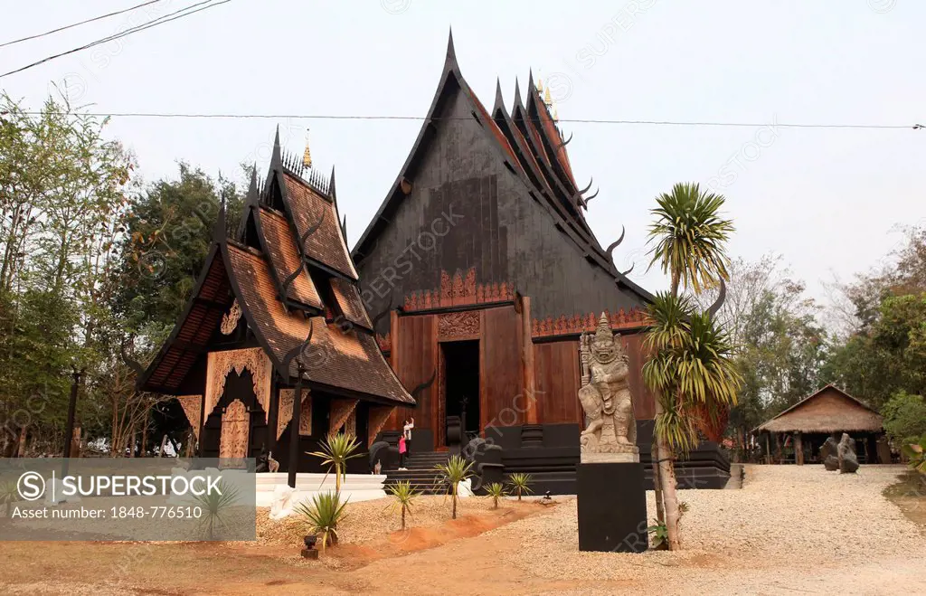 Baan Si Dum, 40 small black houses with the works of national artist Thawan Duchanee, art gallery, museum, Chiang Rai province, Thailand, Asia