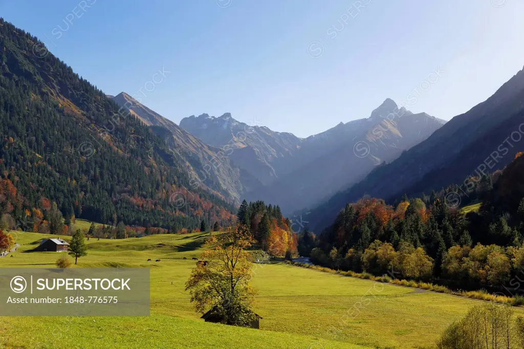Trettach Valley with Maedelegabel mountain, Allgaeu Alps