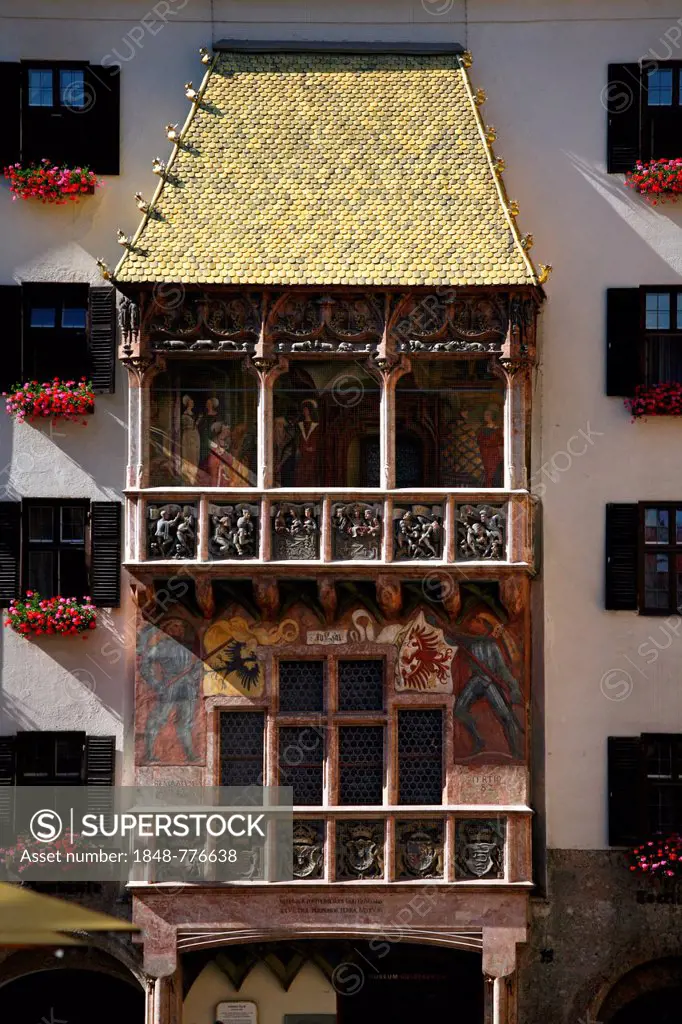 Goldenes Dachl or Golden Roof, late Gothic representative balcony, historic town centre of Innsbruck