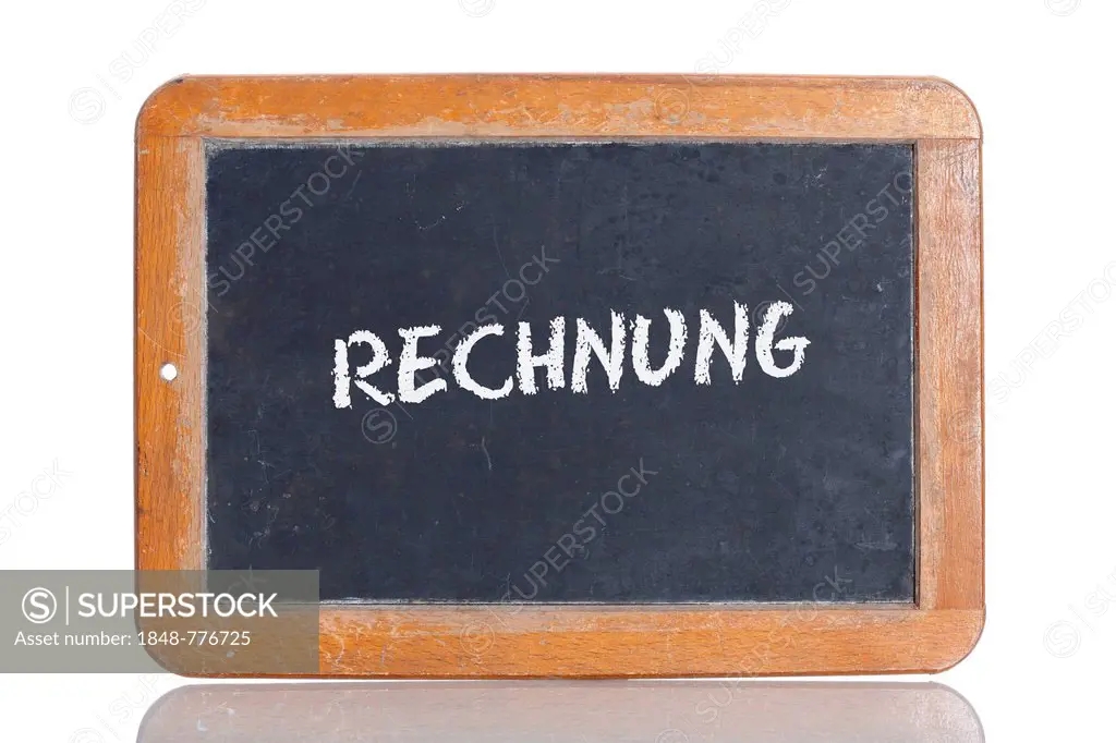 Old school blackboard with the word RECHNUNG, German for Invoice or bill
