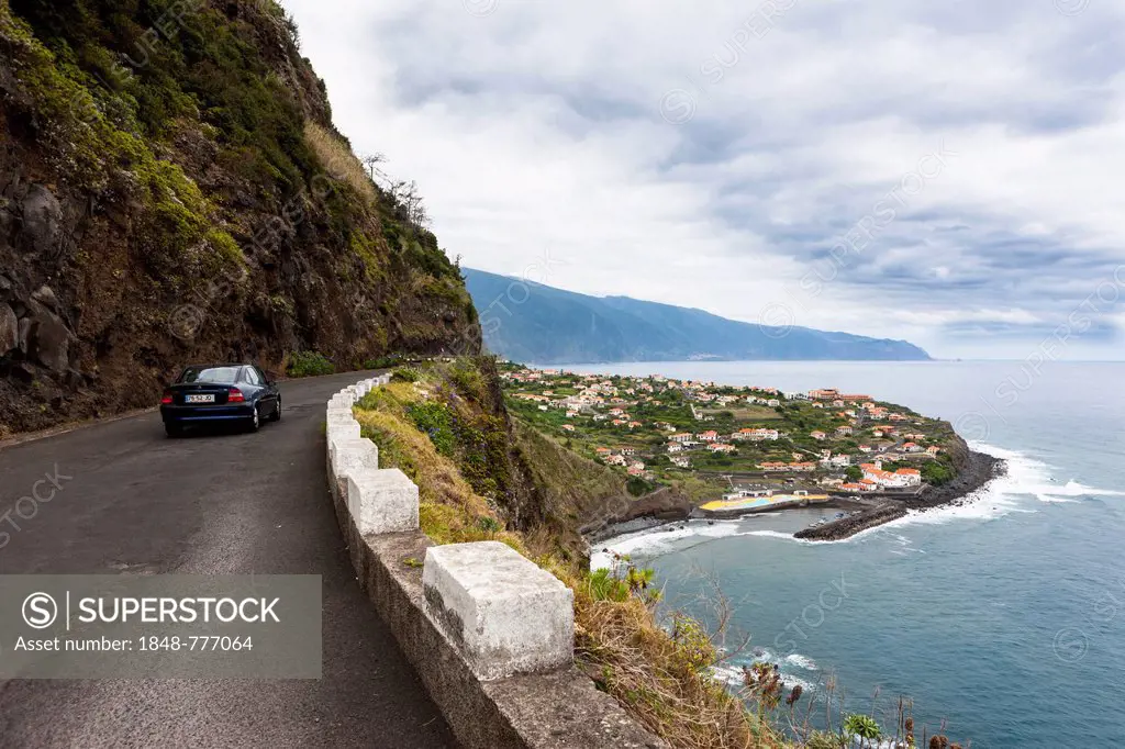 Road along the coastal cliffs near Ponta Delgada