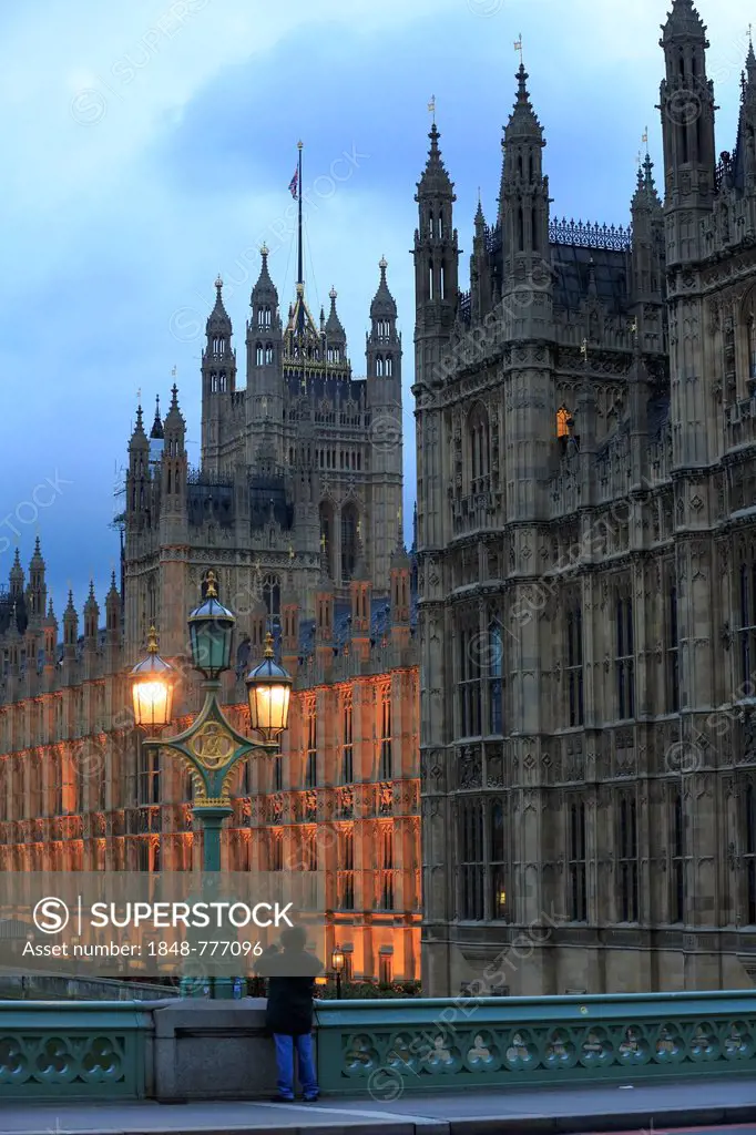 Westminster Hall, Houses of Parliament, Westminster Bridge in the evening