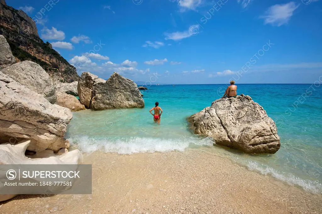 Tourists on the beach, Cala Goloritze